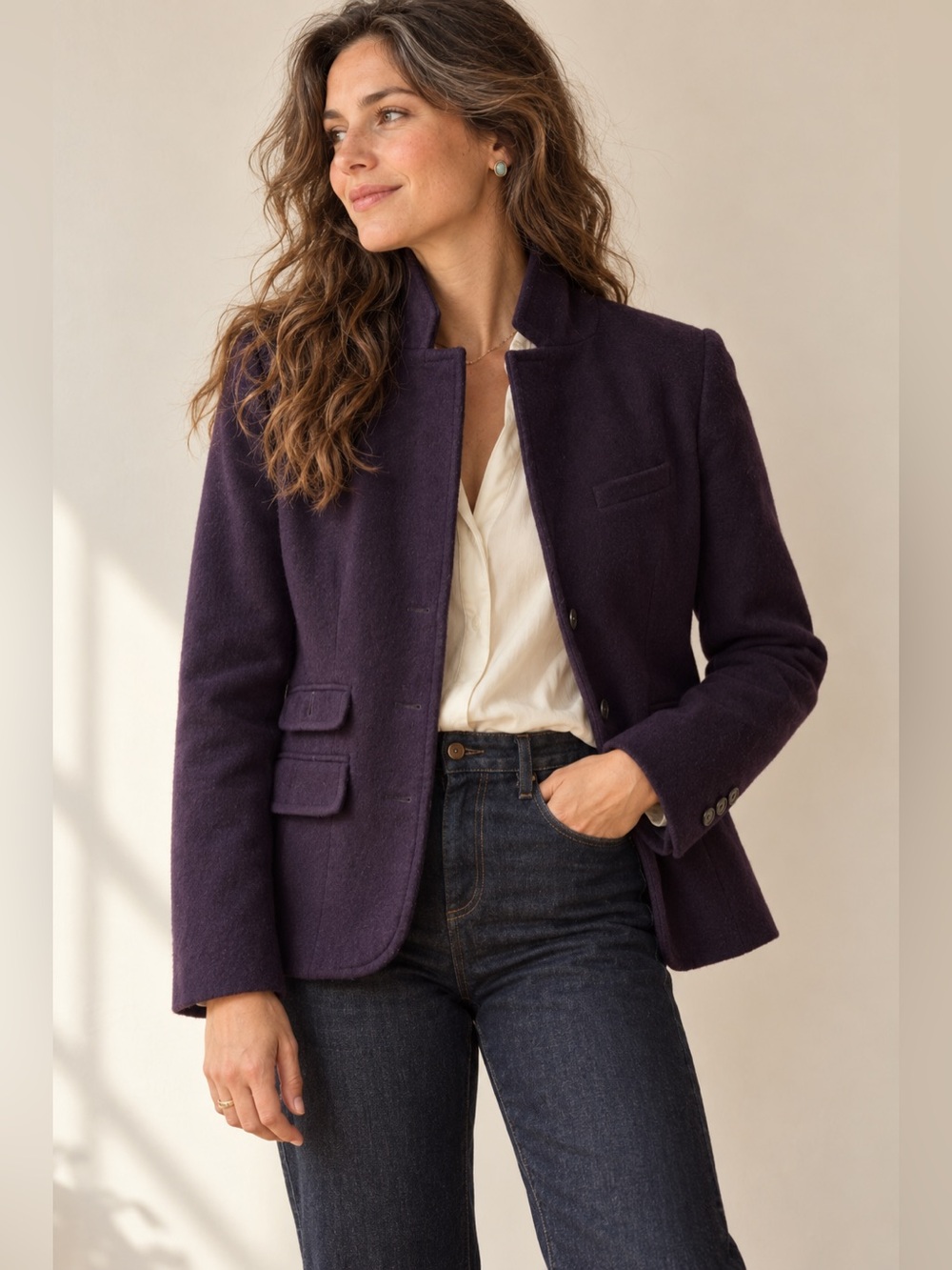 Eddie Bauer Women’s Size 8 Purple Plum 95% Wool Military Blazer Jacket